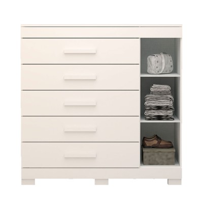 Cômoda Rayane 1 Porta 5 Gavetas 100% Mdf Branco - Acp Móveis