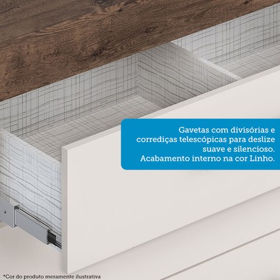 Cômoda Rayane 1 Porta 5 Gavetas 100% Mdf Branco - Acp Móveis