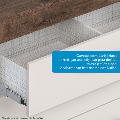 Cômoda Rayane 1 Porta 5 Gavetas 100% Mdf Cinamomo/Off White - Acp Móveis