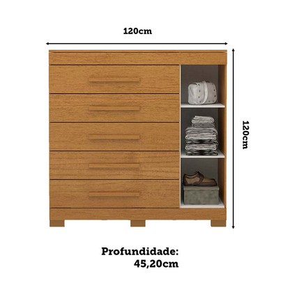 Cômoda Rayane 1 Porta 5 Gavetas 100% Mdf Cinamomo - Acp Móveis