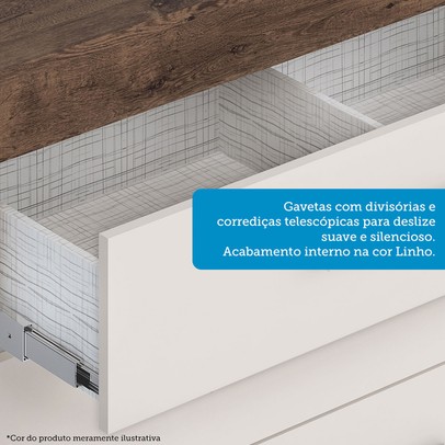 Cômoda Rayane 1 Porta 5 Gavetas 100% Mdf Cinamomo - Acp Móveis