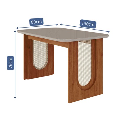 Mesa de Madeira Valentina 130 Cm com Vidro Cinamomo/Off White - Cimol
