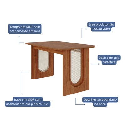 Mesa de Madeira Valentina 130 Cm Cinamomo - Cimol