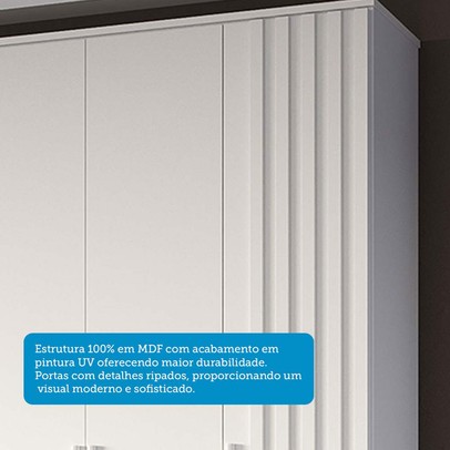 Guarda-Roupa Casal Jamile 6 Portas 4 Gavetas 100% Mdf Branco - Acp Móveis