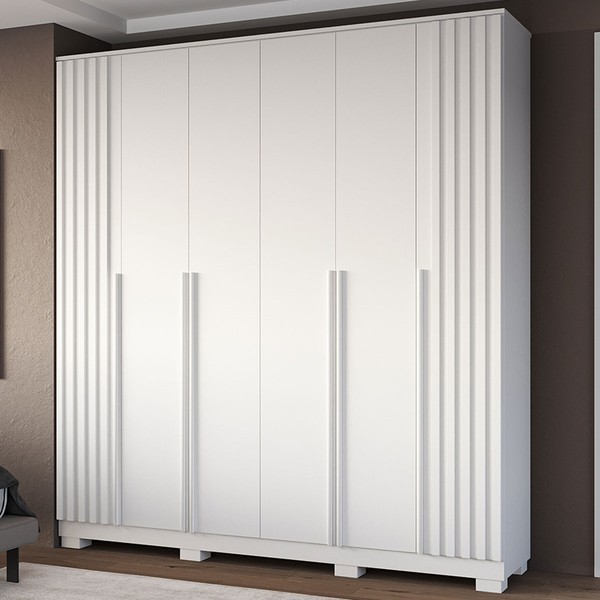 Guarda-Roupa Casal Jamile 6 Portas 4 Gavetas 100% Mdf Branco - Acp Móveis