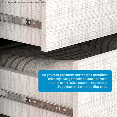 Guarda-Roupa Casal Jamile 6 Portas 4 Gavetas 100% Mdf Branco - Acp Móveis