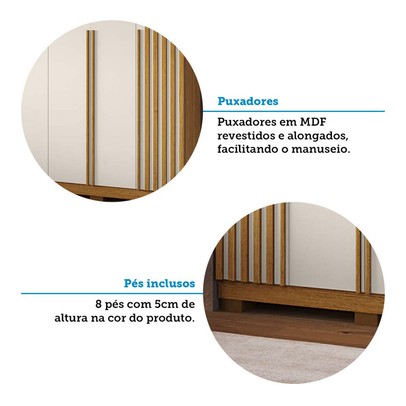 Guarda-Roupa Casal Jamile 6 Portas 4 Gavetas 100% Mdf Cinamomo/Off White - Acp Móveis