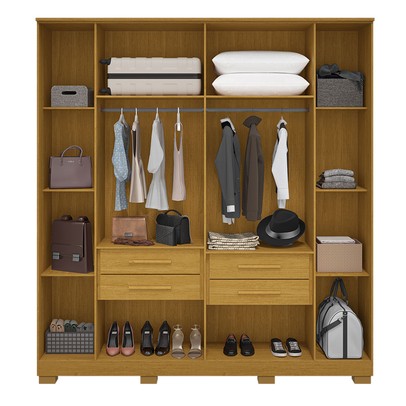 Guarda-Roupa Casal Jamile 6 Portas 4 Gavetas 100% Mdf Cinamomo/Off White - Acp Móveis