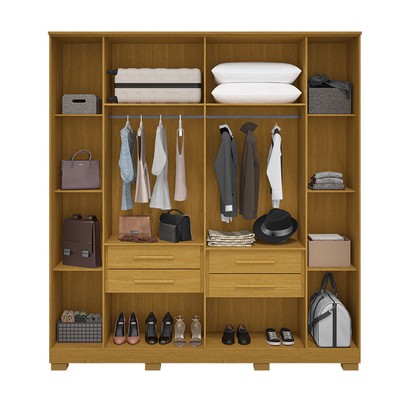 Guarda-Roupa Casal Jamile 6 Portas 4 Gavetas 100% Mdf Cinamomo - Acp Móveis