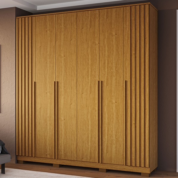 Guarda-Roupa Casal Jamile 6 Portas 4 Gavetas 100% Mdf Cinamomo - Acp Móveis