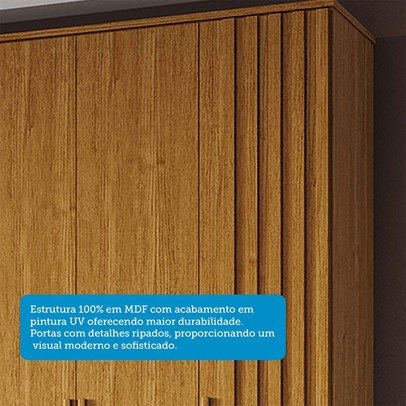 Guarda-Roupa Casal Jamile 6 Portas 4 Gavetas 100% Mdf Cinamomo - Acp Móveis