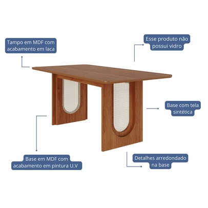 Mesa de Madeira Valentina 180 Cm Cinamomo - Cimol