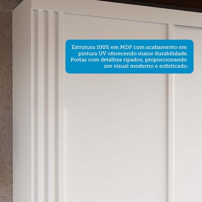 Guarda-Roupa Casal Athena 2 Portas 3 Gavetas 100% Mdf Branco - Acp Móveis