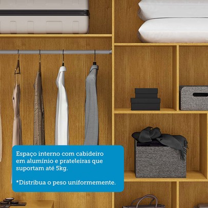 Guarda-Roupa Casal Athena 2 Portas 3 Gavetas 100% Mdf Cinamomo/Off White - Acp Móveis