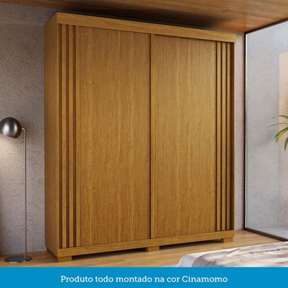 Guarda-Roupa Casal Athena 2 Portas 3 Gavetas 100% Mdf Cinamomo/Off White - Acp Móveis