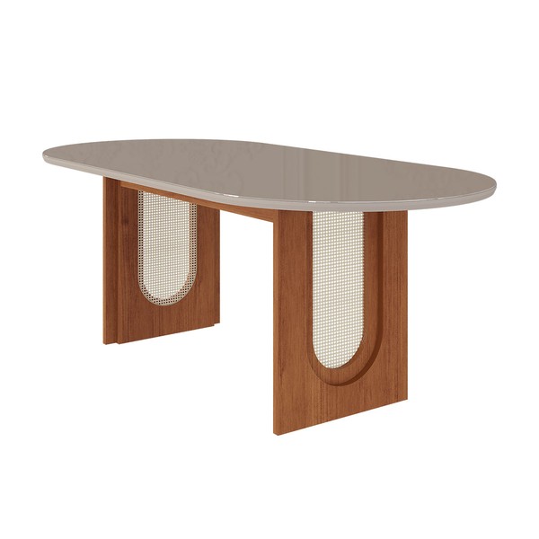 Mesa de Madeira Valentina 210 Cm com Vidro 19753 Cinamomo/Off White - Cimol