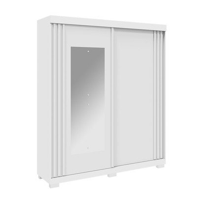 Guarda-Roupa Casal Athena 2 Portas 3 Gavetas com Espelho 100% Mdf Branco - Acp Móveis