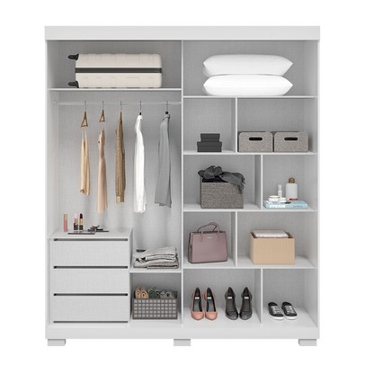 Guarda-Roupa Casal Athena 2 Portas 3 Gavetas com Espelho 100% Mdf Branco - Acp Móveis