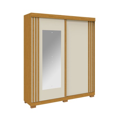 Guarda-Roupa Casal Athena 2 Portas 3 Gavetas com Espelho 100% Mdf Flex Cinamomo/Off White - Acp Móveis