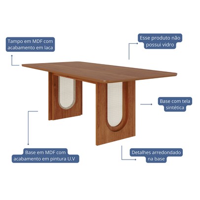 Mesa de Madeira Valentina 210 Cm Cinamomo - Cimol