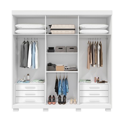 Guarda-Roupa Casal Eliza 6 Portas Ripadas 6 Gavetas 100% Mdf Flex Branco/Cinamomo - Acp Móveis