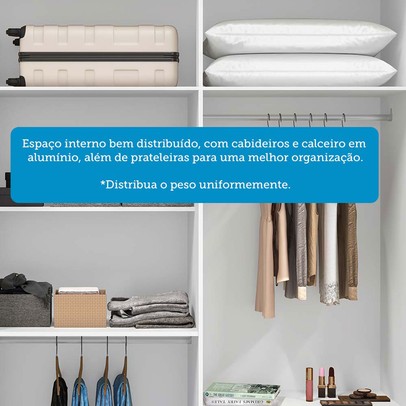 Guarda-Roupa Casal Eliza 6 Portas Ripadas 6 Gavetas 100% Mdf Flex Branco/Cinamomo - Acp Móveis