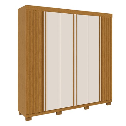 Guarda-Roupa Casal Eliza 6 Portas Ripadas 6 Gavetas 100% Mdf Flex Cinamomo/Off White - Acp Móveis
