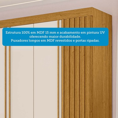 Guarda-Roupa Casal Eliza 6 Portas Ripadas 6 Gavetas 100% Mdf Flex Cinamomo/Off White - Acp Móveis