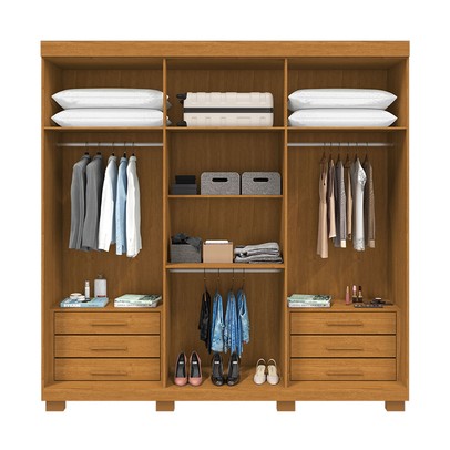 Guarda-Roupa Casal Eliza 6 Portas Ripadas 6 Gavetas 100% Mdf Flex Cinamomo/Off White - Acp Móveis