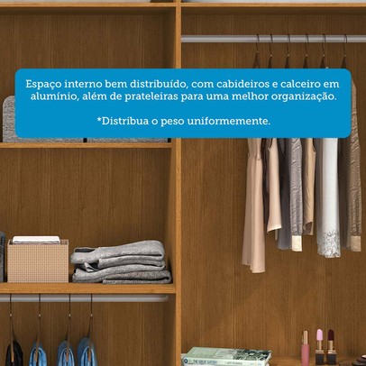 Guarda-Roupa Casal Eliza 6 Portas Ripadas 6 Gavetas 100% Mdf Flex Cinamomo/Off White - Acp Móveis