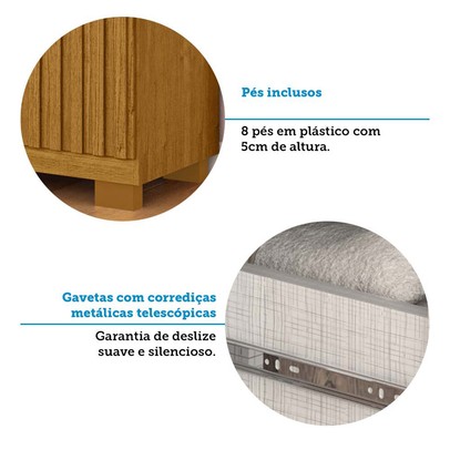 Guarda-Roupa Casal Eliza 6 Portas Ripadas 6 Gavetas 100% Mdf Flex Cinamomo/Off White - Acp Móveis