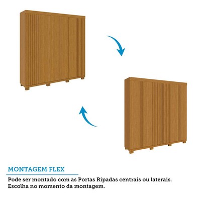 Guarda-Roupa Casal Eliza 6 Portas Ripadas 6 Gavetas 100% Mdf Flex Cinamomo - Acp Móveis
