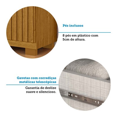 Guarda-Roupa Casal Eliza 6 Portas Ripadas 6 Gavetas 100% Mdf Flex Cinamomo - Acp Móveis
