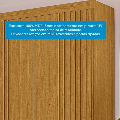 Guarda-Roupa Casal Eliza 6 Portas Ripadas 6 Gavetas 100% Mdf Flex Cinamomo - Acp Móveis
