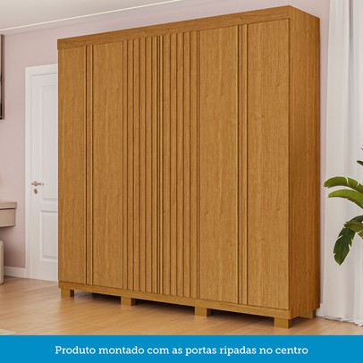 Guarda-Roupa Casal Eliza 6 Portas Ripadas 6 Gavetas 100% Mdf Flex Cinamomo - Acp Móveis