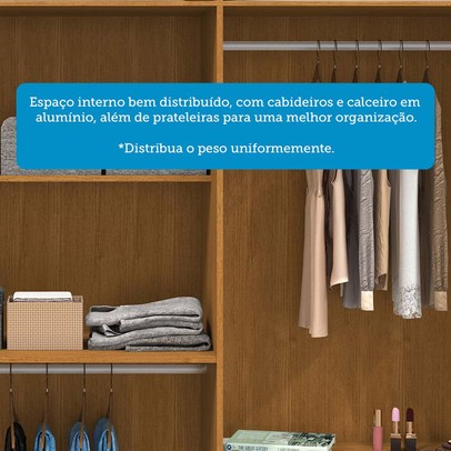 Guarda-Roupa Casal Eliza 6 Portas Ripadas 6 Gavetas 100% Mdf Flex Cinamomo - Acp Móveis