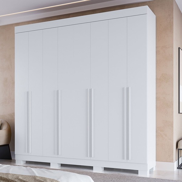 Guarda-Roupa Casal Stella 8 Portas 4 Gavetas 100% Mdf Branco - Acp Móveis
