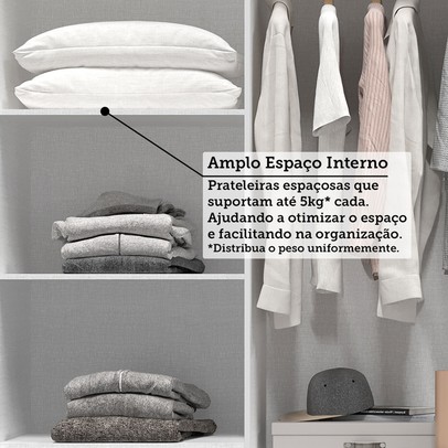 Guarda-Roupa Casal Stella 8 Portas 4 Gavetas 100% Mdf Branco - Acp Móveis