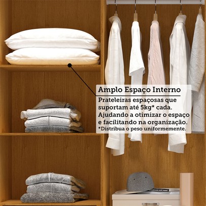 Guarda-Roupa Casal Stella 8 Portas 4 Gavetas 100% Mdf Cinamomo/Off White - Acp Móveis
