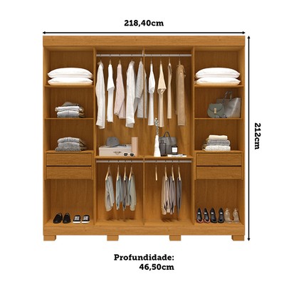 Guarda-Roupa Casal Stella 8 Portas 4 Gavetas 100% Mdf Cinamomo - Acp Móveis