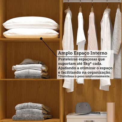 Guarda-Roupa Casal Stella 8 Portas 4 Gavetas 100% Mdf Cinamomo - Acp Móveis