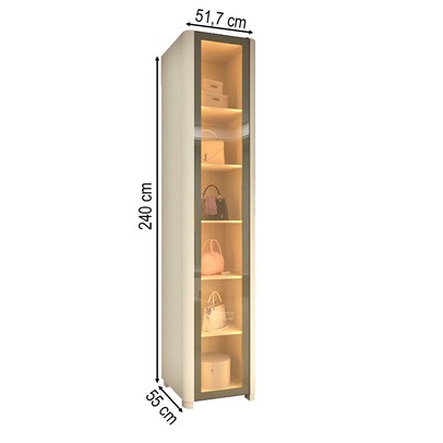 Guarda-Roupa Modulado Innova 1 Porta com Vidro e Led 100% Mdf Off White - Gelius