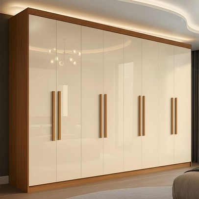 Guarda-Roupa Casal German 8 Portas 4 Gavetas Cinamomo/Off White - Maxel