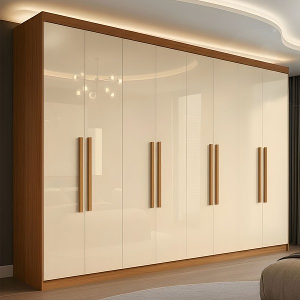 Guarda-Roupa Casal German 8 Portas 4 Gavetas Cinamomo/Off White - Maxel