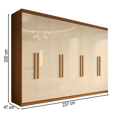 Guarda-Roupa Casal German 8 Portas 4 Gavetas Cinamomo/Off White - Maxel
