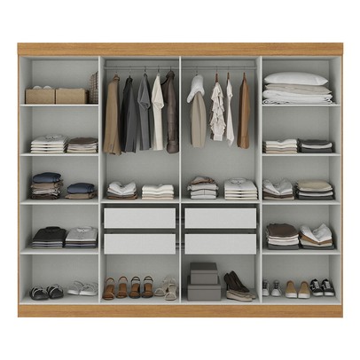 Guarda-Roupa Casal German 8 Portas 4 Gavetas Cinamomo/Off White - Maxel