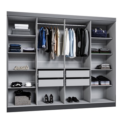 Guarda-Roupa Casal German 8 Portas 4 Gavetas Preto - Maxel