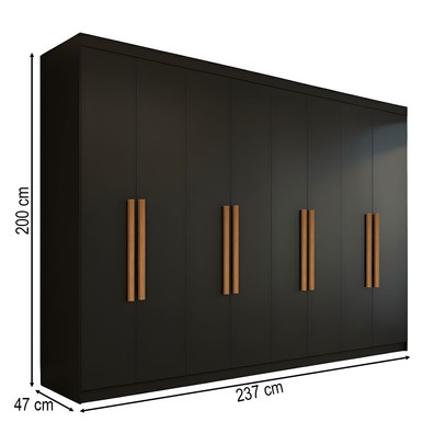 Guarda-Roupa Casal German 8 Portas 4 Gavetas Preto - Maxel