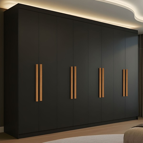 Guarda-Roupa Casal German 8 Portas 4 Gavetas Preto - Maxel