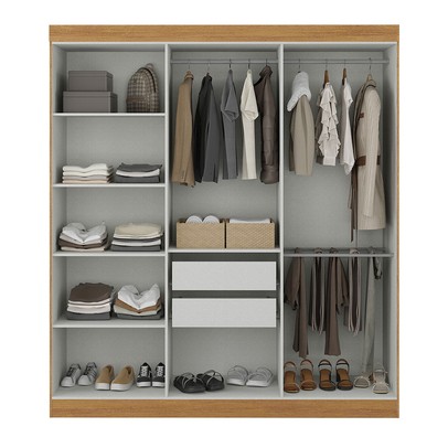 Guarda-Roupa Casal German 6 Portas 2 Gavetas com Espelho Cinamomo/Off White - Maxel